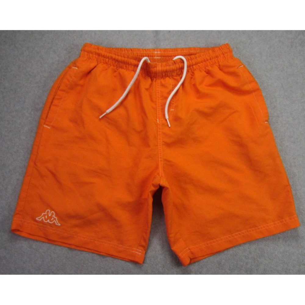 Kappa Mens M Swim Trunks Orange Lined Drawstring Board Shorts Beach Stains READ